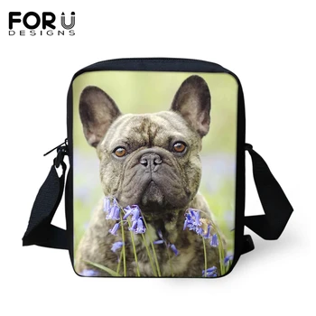 

FORUDESIGNS Little Bulldogs Prints Crossbody Bags Women Messenger Bags Kawaii Design Kids Purses Small Coin Bags Mini Flaps