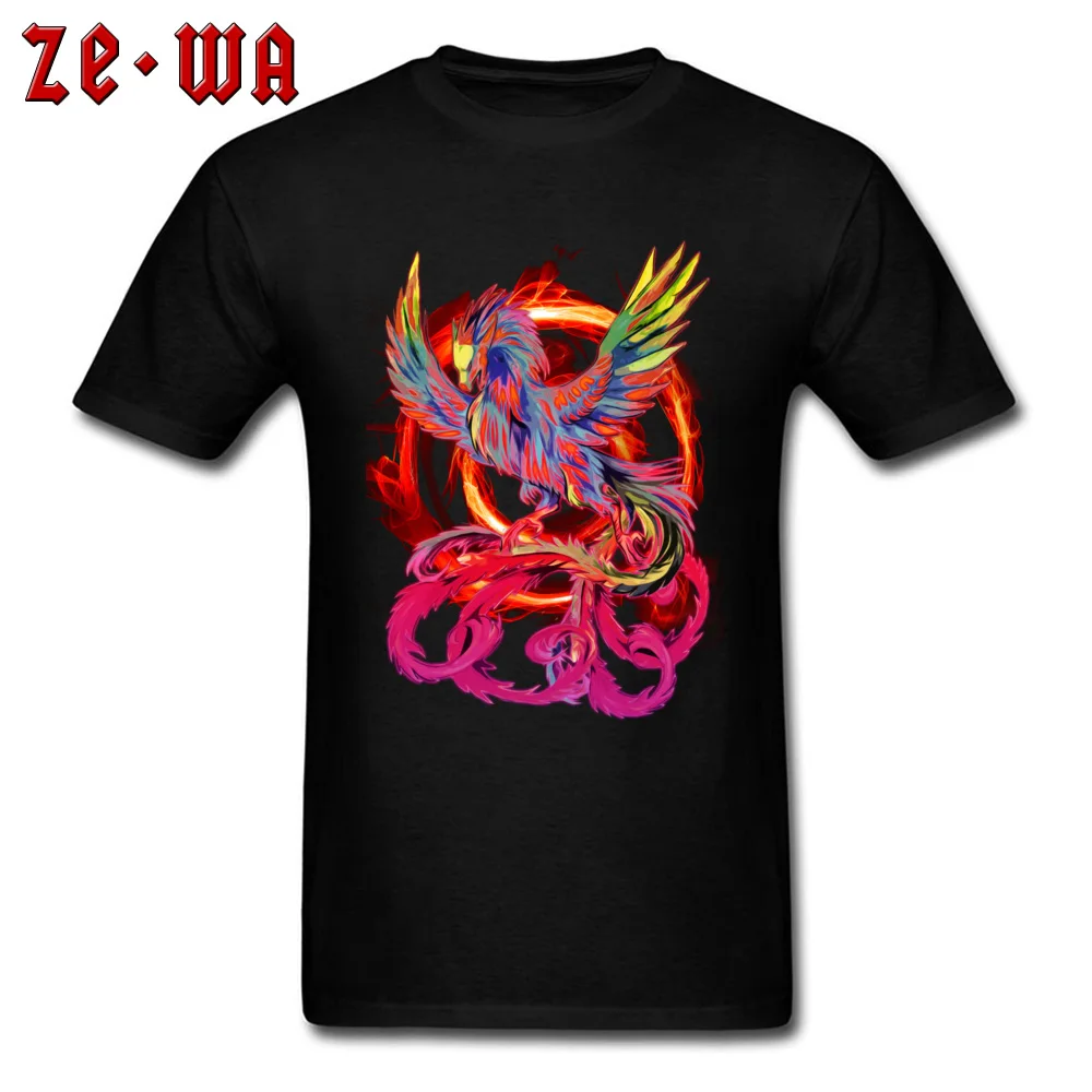 Fire Phoenix T-shirts for Adult cosie Thanksgiving Day Tops & Tees Short Sleeve 2018 Popular Tee Shirt Crewneck Pure Cotton Fire Phoenix black