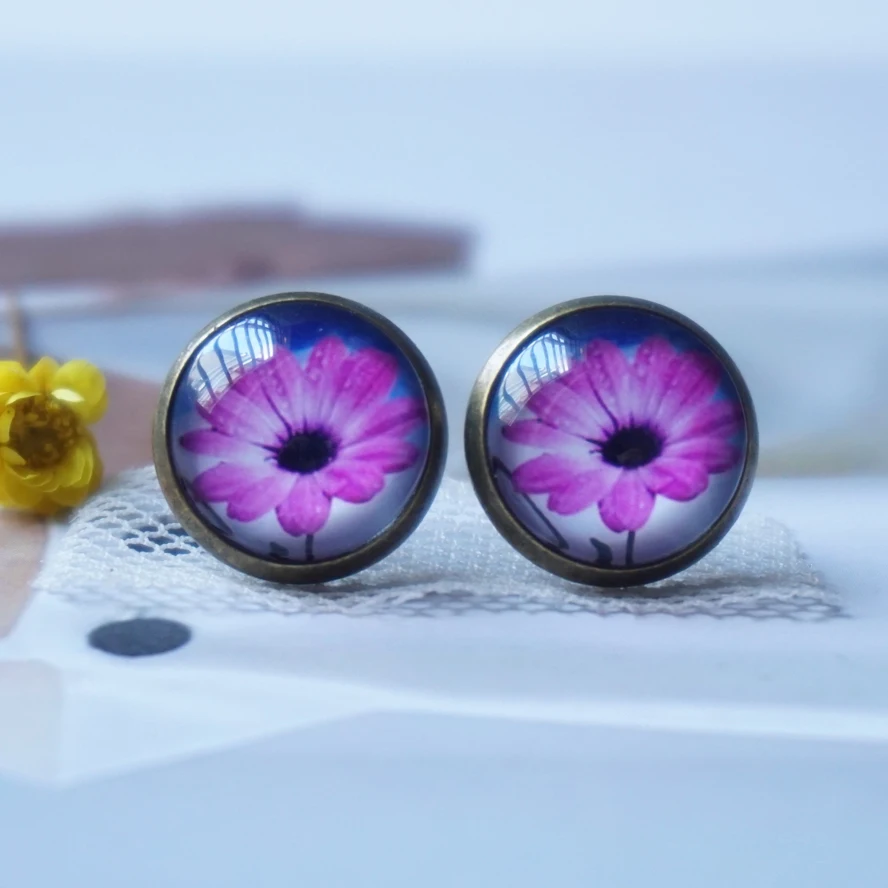 chrysanthemum Flower Earings cute glass earring woman lady Fashion