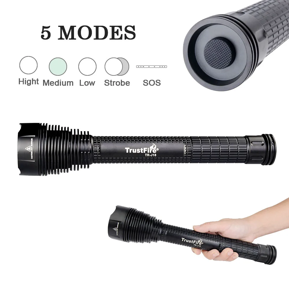  Trustfire TR-J18 Flashlight 5 Modes 8000 Lumens Powerful Torch 7x XM-L2 by 18650/26650 lights Water