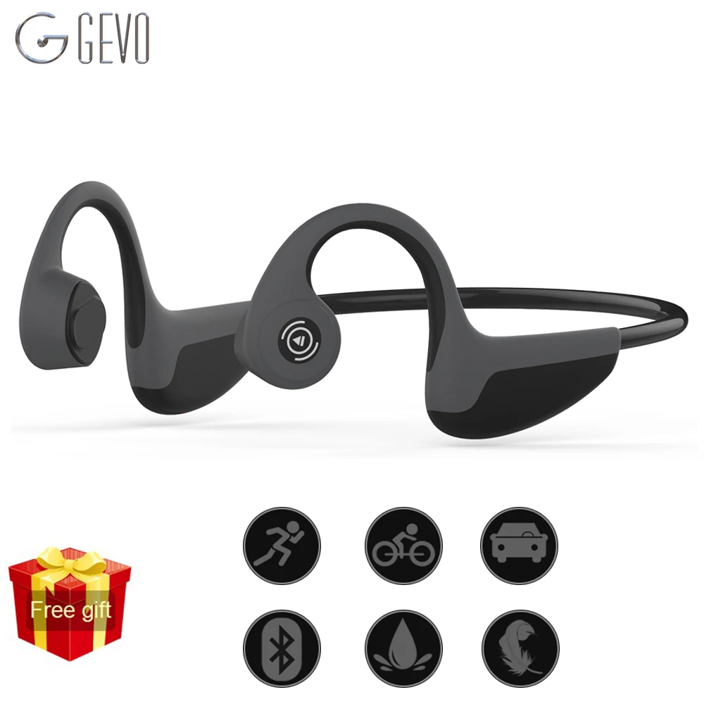 

GEVO Bone Conduction Headphones Bluetooth 5.0 Wireless Earphone Outdoor Sport Noise Canceling Headset With Microphone For Phone