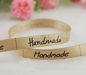 

100yards, 3/8 champagne colour Ribbon satin printing lanyard diy hair accessory material letter hand made