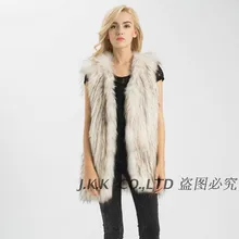 S1540 Lady Real Raccoon Fur Vest Long Or Women Winter Fur Knitted Gilet Wholesale / Retial