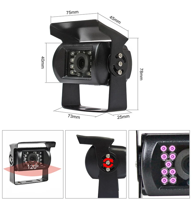 DIYKIT 1" 4 раздельный четырехъядерный автомобильный монитор+ 4 x CCD IR камера заднего вида с ночным видением, водонепроницаемая камера для автомобиля, грузовика, автобуса, камера заднего вида