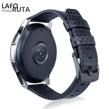 Laforuta 22 мм Quick Release роскошный черный карбоновый кожаный ремешок для часов для samsung gear S3 Classic/Frontier Galaxy 46 мм