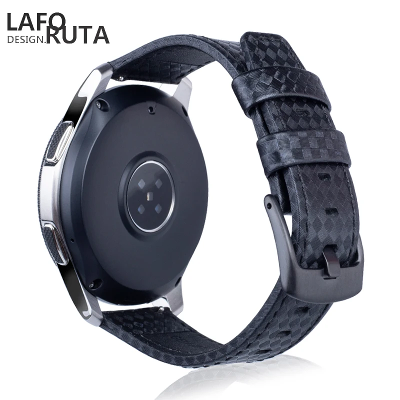 Быстросъемный роскошный черный кожаный ремешок Laforuta 22 мм из углеродного волокна