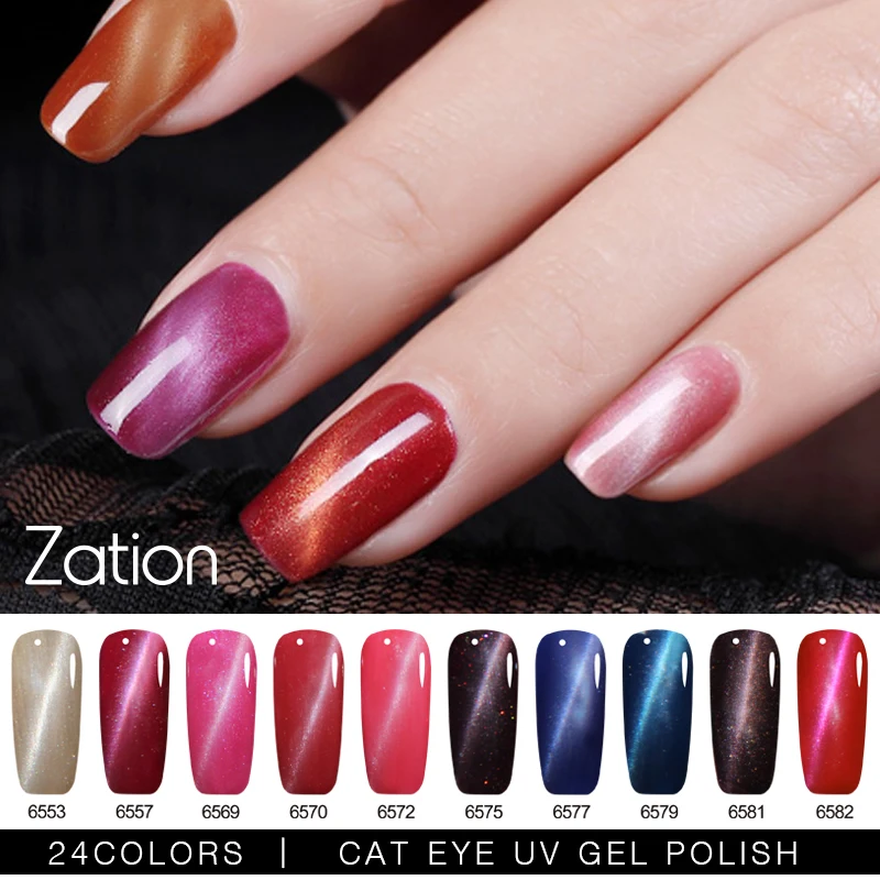 

Zation 3D Cat Eye UV Gel Nail Polish Soak Off Lucky Glitter Nail Polish Colors Semi Permanent Magnetic Gel Varnish for Manicure