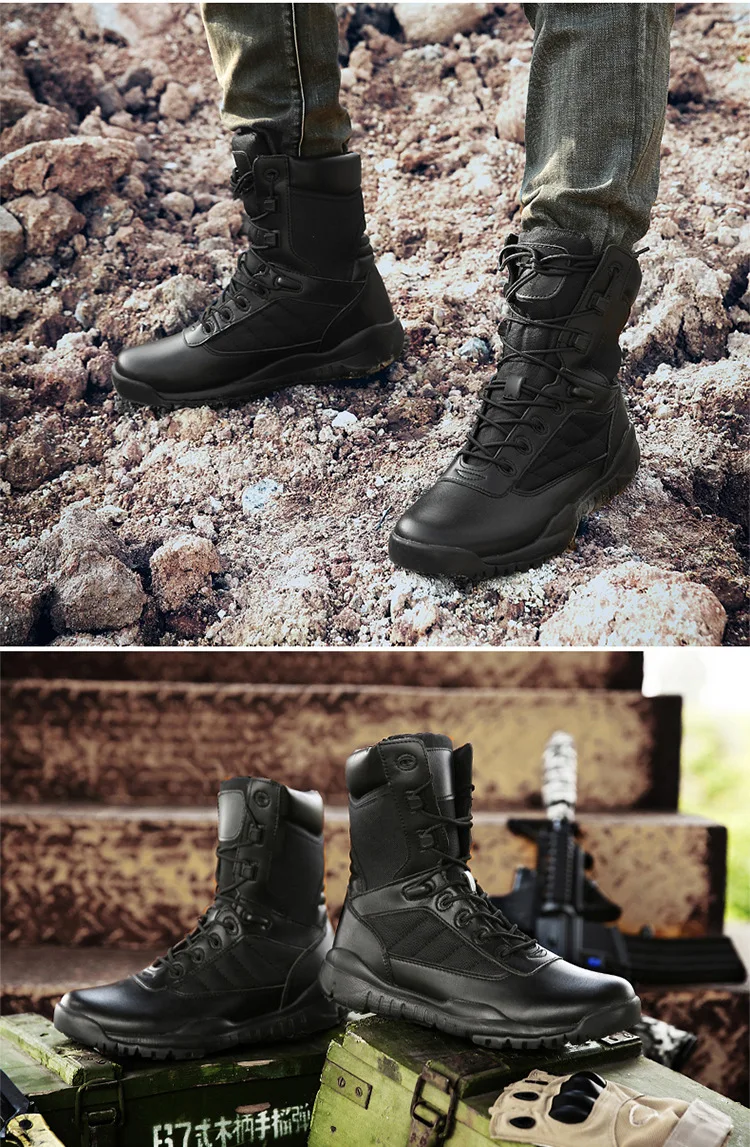 Мужские ботинки в стиле милитари; Мужская Боевая обувь; тактические ботинки; водонепроницаемые ботинки Askeri; Армейская Обувь; Черная коровья кожа