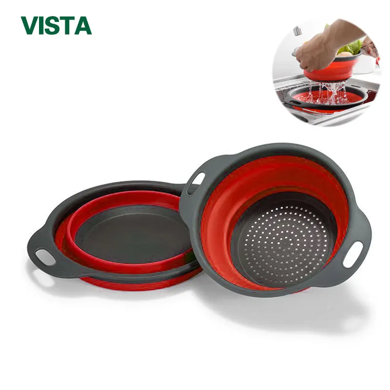 

Myvit Foldable Silicone Colander and collapsible Basket Fruit Vegetable Washing Micro-Perforated Strainer and Solid Basket