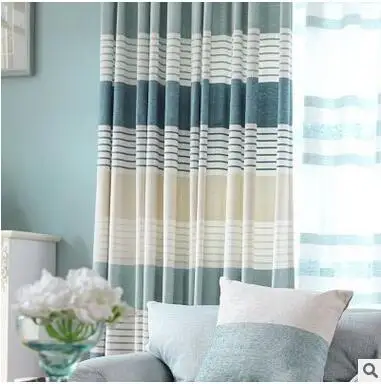 blackout curtain2 Новое поступление 2 цвета синий/розовый полосатый современный/средиземноморский шторы s для гостиной с рисунком Тюль занавеска для спальни - Цвет: blackout curtain2