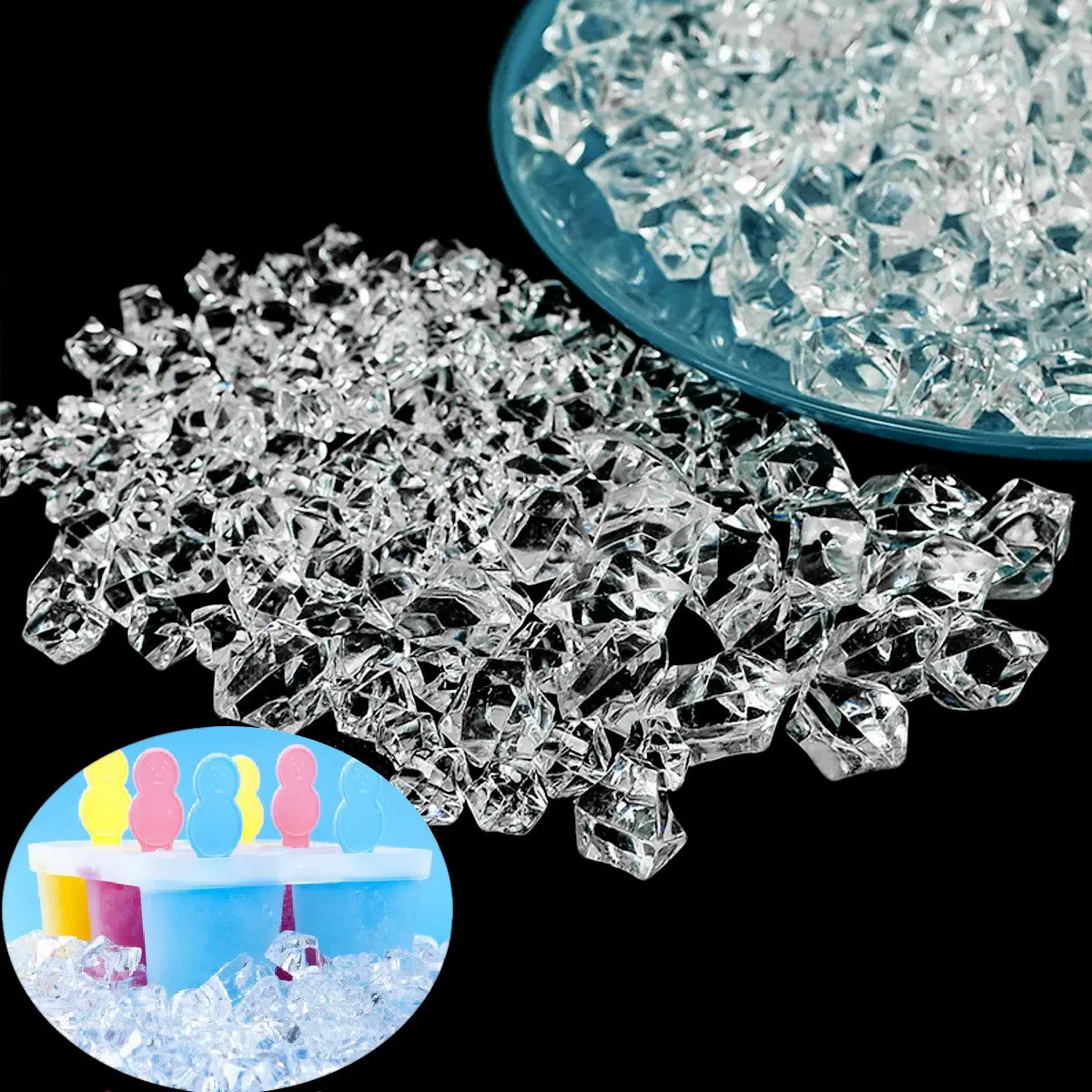  1000pcs Acrylic Crystal Gem Stone ICE Rocks Table Scatter Vase Decoration New 1000Pcs 14Mm