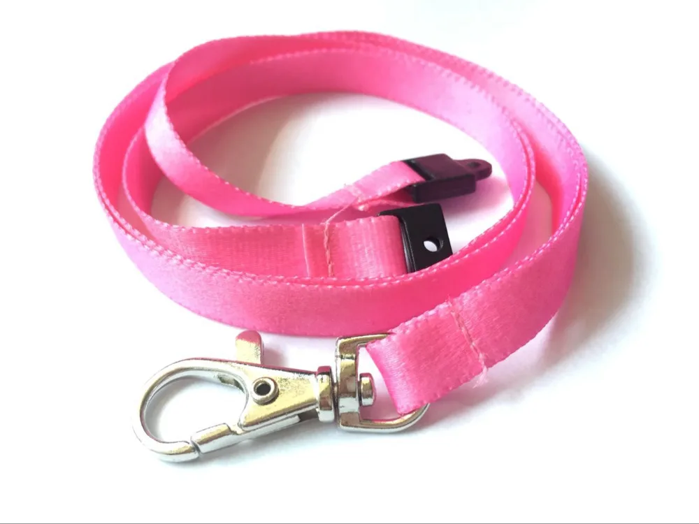 

High Quality Polyester Lanyard Neck Strap With Safety Lock For ID Name Badge Holder For Key Holder Pink Color 1pcs