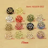 50pcs 13mm Gold / Silver Edge Candy Colorful Rose Flower Sewing Decorative Buttons Classic Acrylic Flower Decorative Materials 1
