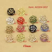 50pcs 13mm Gold / Silver Edge Candy Colorful Rose Flower Sewing Decorative Buttons Classic Acrylic Flower Decorative Materials 1