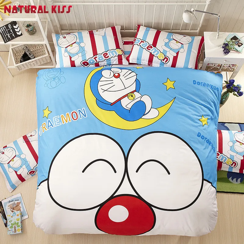 

Doraemon theme 4pcs Queen size Children cartoon Household Cotton Bedding sets Duvet cover Quilt Bed sheet Pillowcase