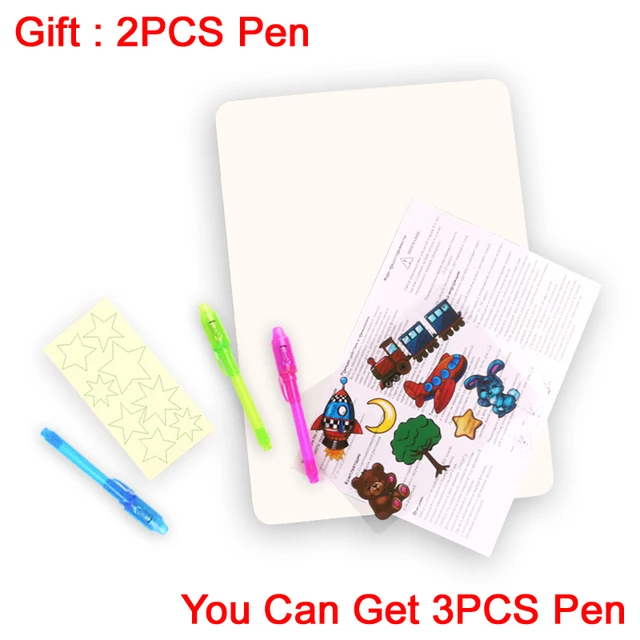 Writing Drawing Board Set Magic A5 Draw Light Russian Language Children Toy Gift Educational Kids With Night Noctilucent In Dark 2