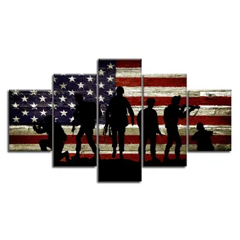 

Large Size USA US American Flag Military Soldier Army Wall Art Canvas Print Thin Red Line Home Decor Decal Pictures
