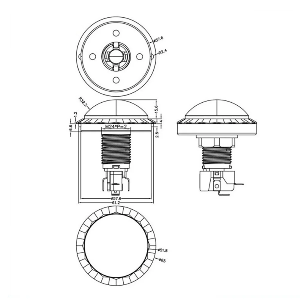 Аркадная Кнопка Светодиодный светильник лампа 60 мм большой круглый ладонь аркадная видео игра плеер кнопочный переключатель
