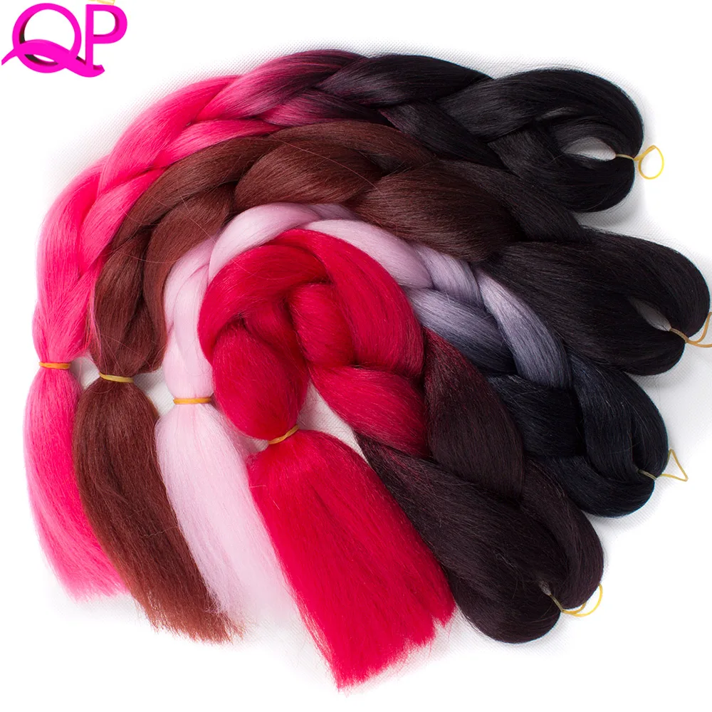 Pre Ombre Braiding Hair 24'' yaki straight 100g/pcs Synthetic High Temperature Fiber Hair Extensions