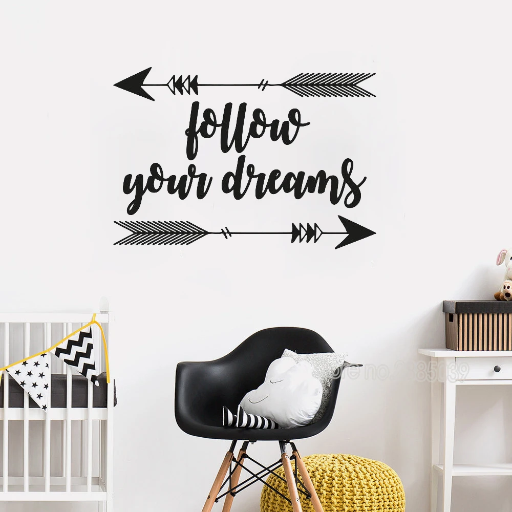 Художественный шрифт текстовая наклейка s Follow Your Dreams настенная цитата родовая Aroow