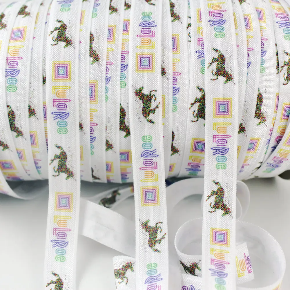 

Custom 16mm hot transfer unicorn printed elastic ribbon printing ribbon elastic stretch webbing 20 yards