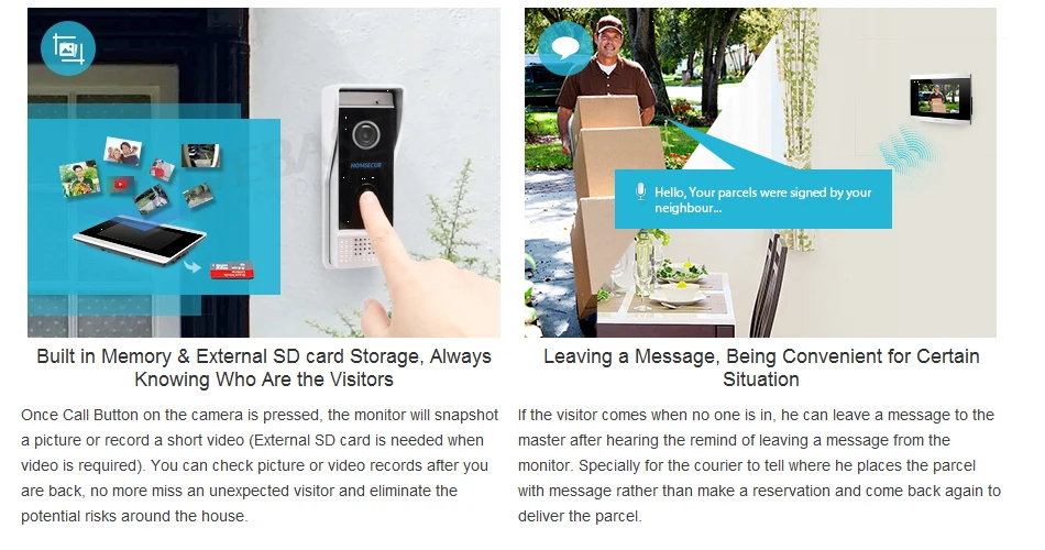 Sale HOMSECUR 7" Video&Audio Smart Doorbell+Aluminium Alloy Camera for Home Security   BC031-B + BM715-S 6