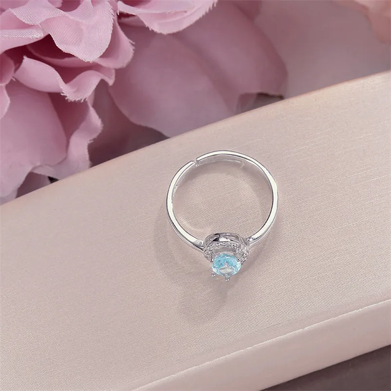 Rings For Women Fine Jewelry 100% Silver Natural Topaz Blue Water Drop Gemstone Ring Simple Classic Accessories R-TO013
