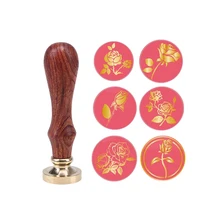 WCIC Retro Rose Flower Stamp Wood Sealing Wax Seal Stamp Post Wooden Handle Decorative Wedding Invitation Stamps 1x wax seal stamp retro wood classic sealing wax seal stamp decorative rose tree of life wedding invitation antique stamp