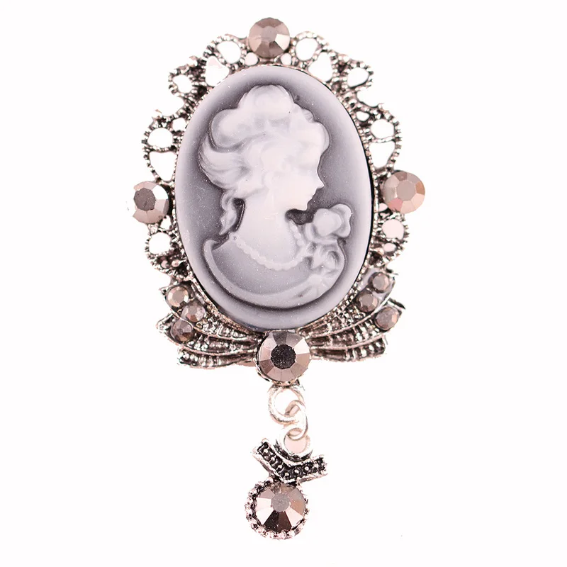 retro Silver Brooch Elegant beauty Cameo Brooches for women wedding and