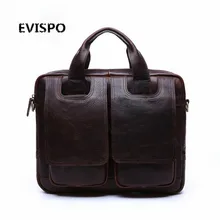 2017 100% Genuine Leather Men Bag Men Messenger Bags Vintage Business Briefcases Laptop Bags Men’s Leather Laptop Bag EVISPO