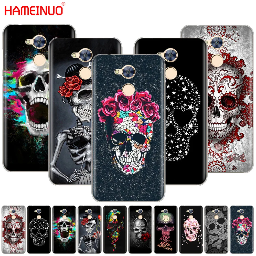 

HAMEINUO Retro Style Flower Skull Cover phone Case for Huawei Honor 10 V10 4A 5A 6A 7A 6C 6X 7X 8 9 LITE