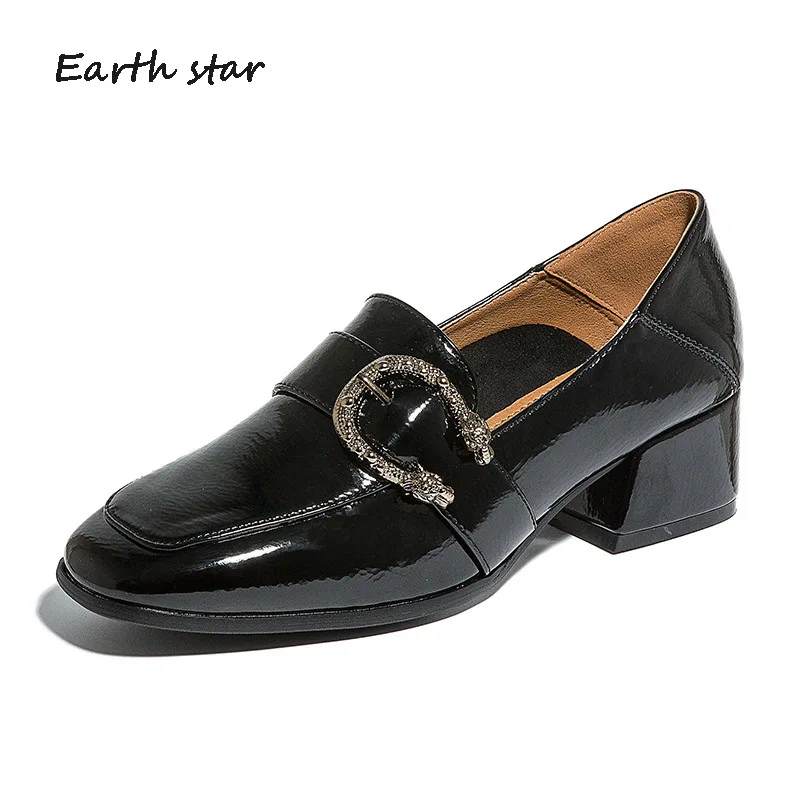 Talon Noir Madame Carré Métal Marque Bout Terre Casual La Étoile 2018 De En Chaussure Automne Femelle Bureau Chaussures Décoration Med Pompes Femmes 1vTFRBq