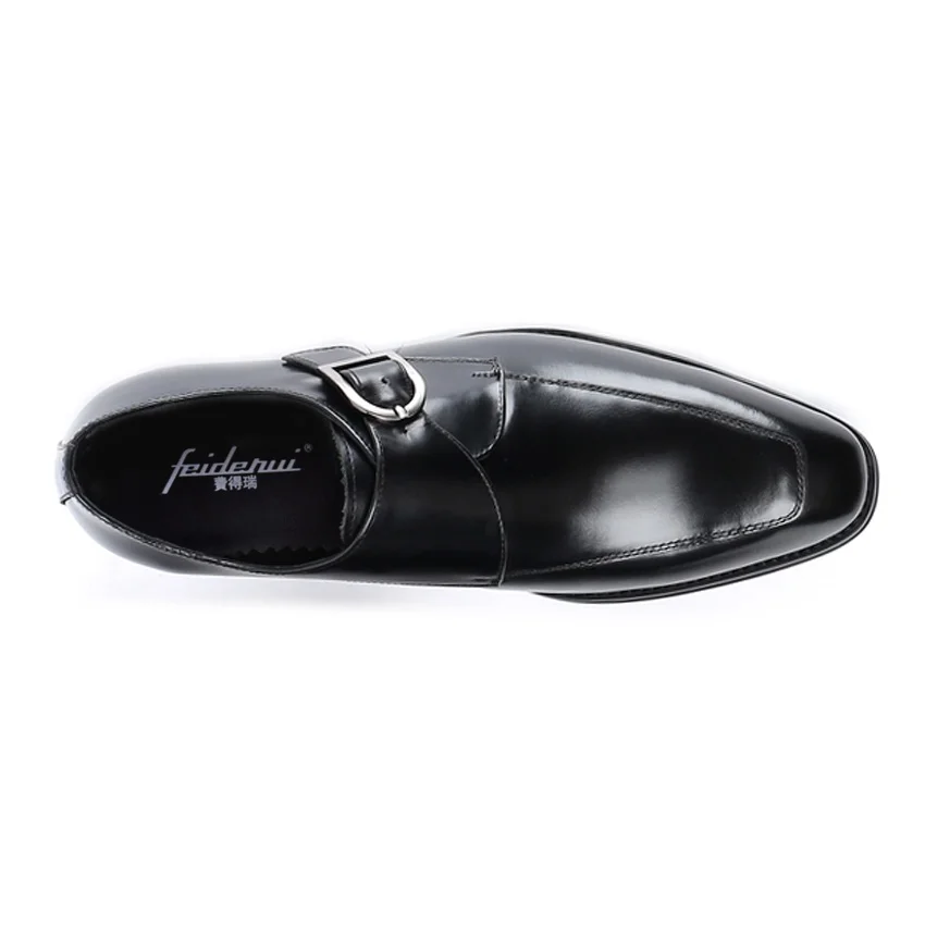 Aumento Vestir Boda Mano Formal A Punta De Hombres La Nuevo Negro Mocasines Cuero Zapatos marrón Hecha Correa Monje Ymx683 Altura Genuino Redonda Hombre Vendimia 8aRYHw