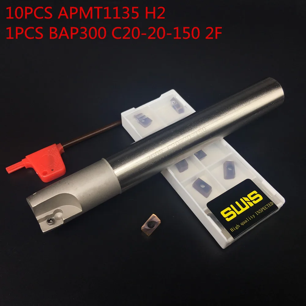 10 шт. APMT1135 H2 + 1 20 мм Концевая фреза держатель BAP300R C20-20-150L-2F фрезерование черновой