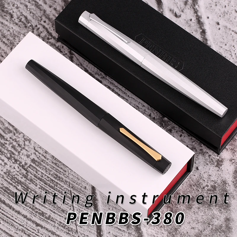 

New Moonman PENBBS 380 Fountain Pen Anode Octagonal Aluminum Alloy Iridium Medium/Fine Nib Fashion Office Writing Gift Pen Set