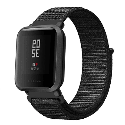 Спортивный нейлоновый ремешок YUEDAER для Xiaomi Amazfit Bip, Смарт-часы, ремешок, черный, зеленый, браслет для Amazfit Bip, аксессуары, ремни - Цвет: Black