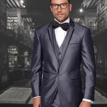 Новое поступление темно-синий мужской свадебный костюм недорогая куртка+ брюки+ галстук+ жилет мужской смокинг, костюм жениха лучшие мужские костюмы