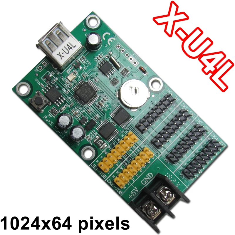 

X-U4L USB led control card 1024*64 pixels u disk LED controller drive board for single / dual color P10, f3.75, f5.0 module