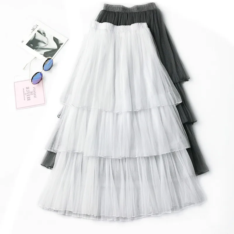 AcFirst женские модные розовые белые юбки, женские бальные платья с высокой талией, плиссированная длинная юбка из шифона, одежда с градиентом