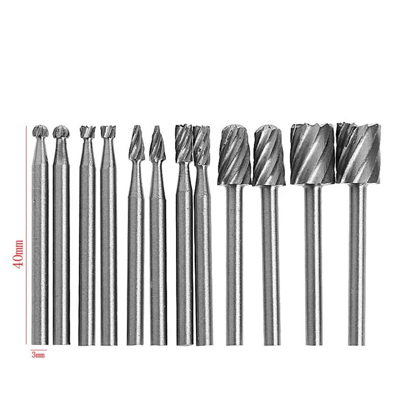 12 шт./компл. 1/8 дюймов хвостовик быстрорежущий стальной ротационный бурр набор файлов шлифовальный инструмент Резак маршрутизатор бит