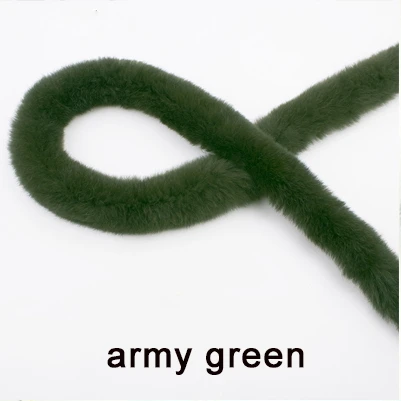 Высококачественная лента из искусственного меха кролика Рекс, пушистая отделка, сделай сам, домашний декор, швейный костюм, кружевная отделка 1y - Цвет: Армейский зеленый