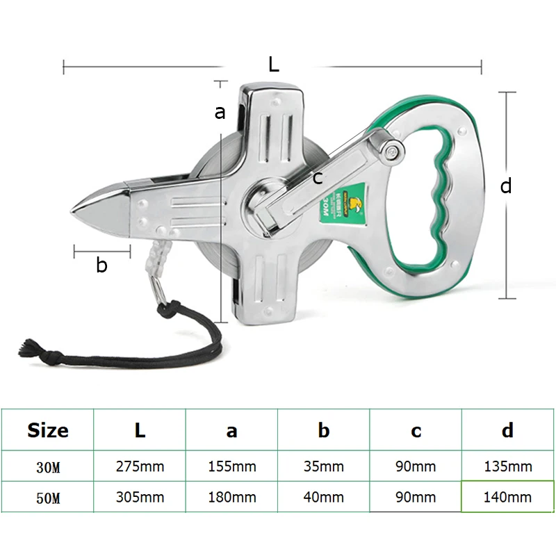 Рулетка 30 м/50 м линейка из нержавеющей стали Выдвижная мерная рулетка метрические строительные измерительные инструменты