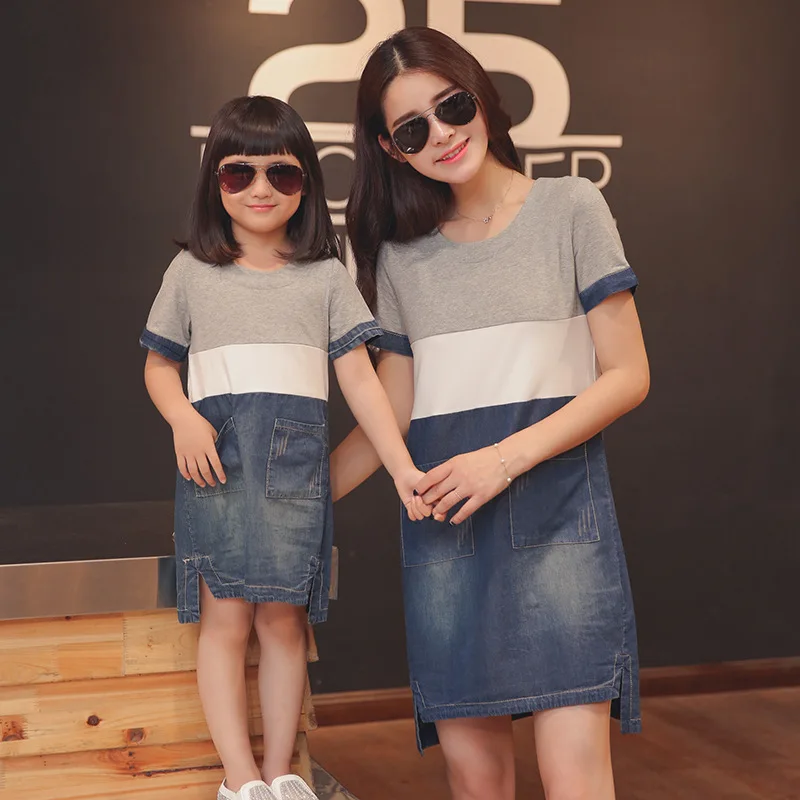 

Mother Daughter Dresses Matching Mother Daughter Clothes Mom and Daughter Denim Dress Family Look Clothing Girl Dress