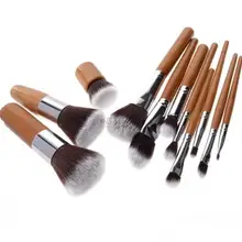 11 pcs Professional Make Up Tools Pincel Maquiagem Wood Handle Makeup Cosmetic Eyeshadow Foundation Concealer Brush Set Kit