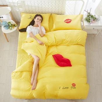 

HOT! 100% bedding set,Home Textile King size bed set,bedclothes,duvet cover flat sheet pillowcases Wholesale