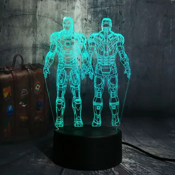 

Marvel Avengers Superhero Two Iron Man 3D LED Night Light Table Lamp Multicolor RGB Bulb Christmas toys Home Decor Kids Toys