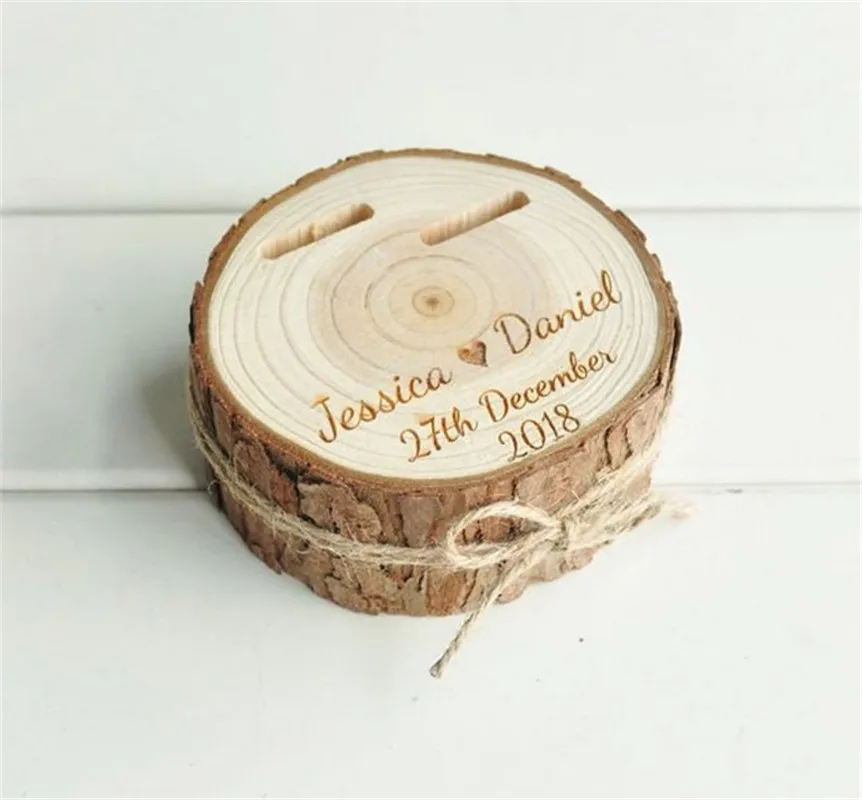 

Custom Wooden Ring Box Rustic Wedding Ring Bearer Box Personalized Wedding Gifts Retro Wood Ring Box Pillow Holder
