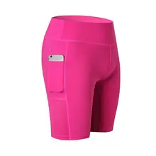 Женские шорты для йоги с боковым карманом, спортивные, для фитнеса, быстросохнущие, эластичные, для бега, Колготки с прострочкой, дышащие, сетчатые, длиной до икры, шорты