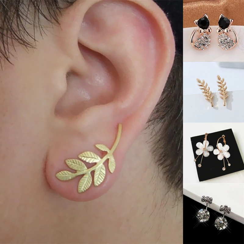 

2019 new fashion woman punk rock retro flower leaves earrings Courtship earrings bow Cherry earrings female free shipping