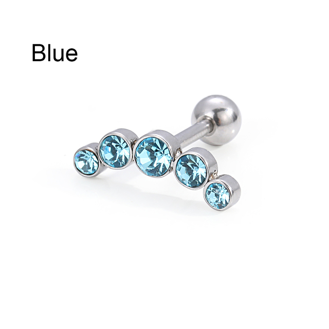 Cartilage Helix Tragus Stud Earrings Ear Nail Stainless Steel Bar Piercing Crystal Body Jewelry Accessories Gifts
